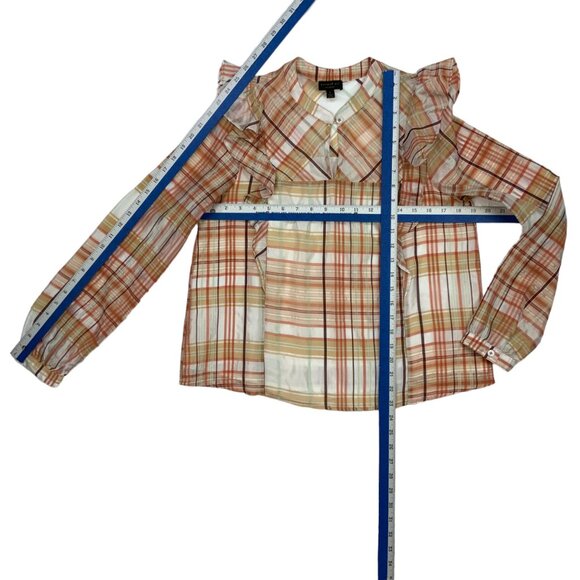Anthropologie Currant Air Polly Peasant Blouse Top S Plaid Ruffles - Picture 6 of 12